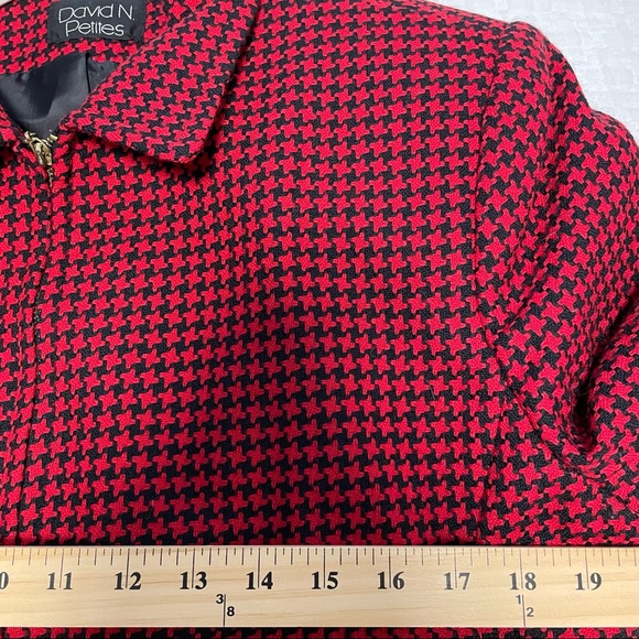David N Petites Women’s Full Zip Houndstooth Jacket Lined Two Side Front Pockets - Picture 6 of 6